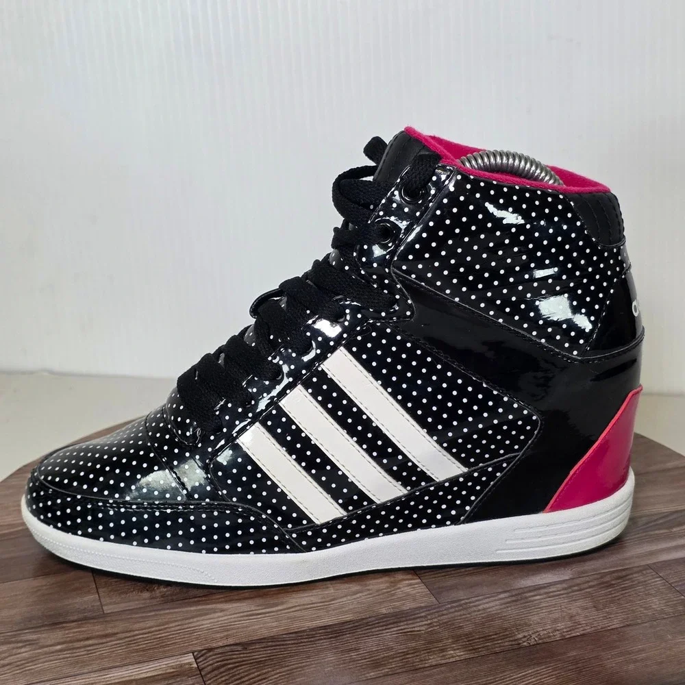 Adidas NEO Weneo 2013 Sneakers 8.5 Black Polka Dot Hidden Wedge Heel High Top